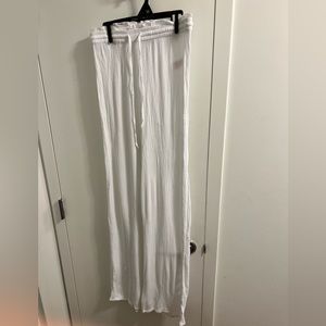 Flowy White Beach Coverup Pants